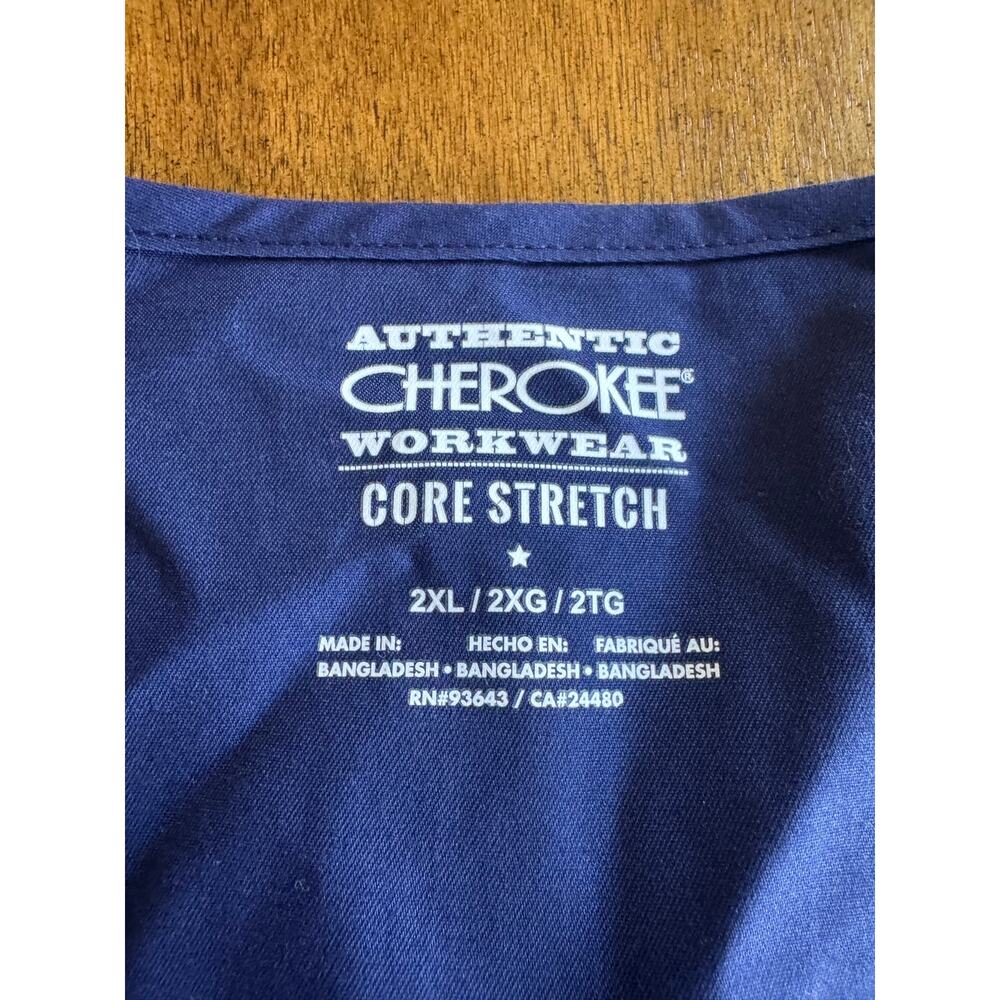NWT Cherokee Workwear Core Stretch Navy Scrub Top 2XL Unisex - Picture 6 of 8